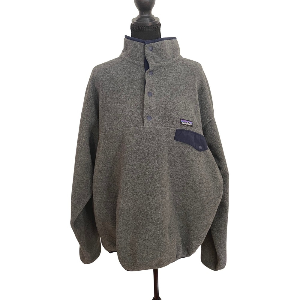 Patagonia Synchilla Fleece Pullover Mens XL Grey Snap-T Gorpcore Classic Warm